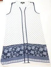 Naif White Blue Sleeveless Woman's Dress Polyester Casual Women's Geometric Z39
