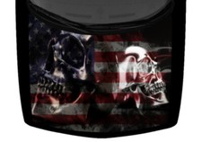 Chromatic Skulls Truck Car Hood Wrap Vinyl Graphic Decal American Flag 58