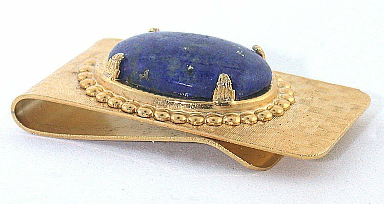 専用1 Natural 25x18 Oval Lapis Cab Gold Color Money Clip 1 4/5 Inch x 1