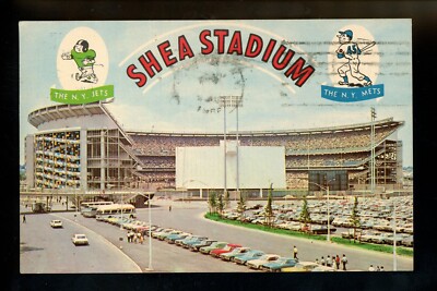 Sports Stadium postcard Shea Municipal Stadium Queens NY Mets baseball chrome
