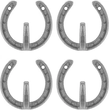 4pcs Cast Iron Wall Hooks Horseshoe Decorative Hooks for Hanging Coat Hat Keys