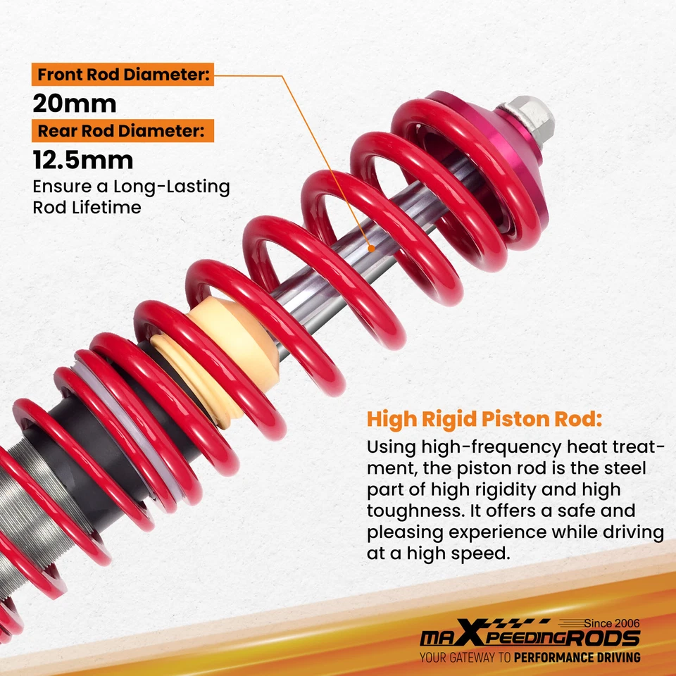 Kit Suspension Combine Fileté for VW Golf 2 III 3 1983-1998 19E 1H Vento Corrado - Immagine 3 di 4