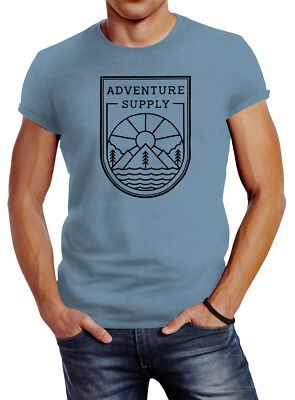 Herren T-Shirt Adventure Supply Wanderlust Fernweg Wandern Berge Mountains Slim