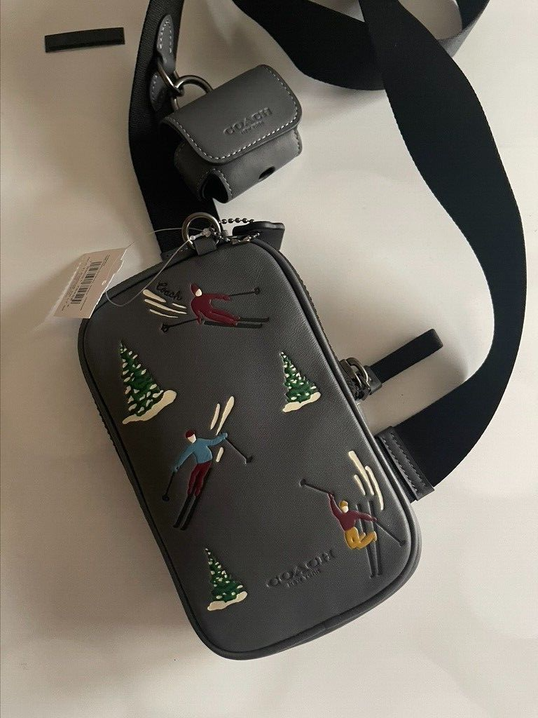 Coach Multifunction Phone Pack Earbud Case Ski Slope Print ~NWT