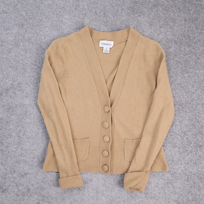 VTG Women's Chadwick's Lambswool Medium Light Brown Long Sleeve Cardigan Sweater