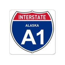Aluminum Square Metal Sign Multiple Sizes Interstate Alaska A1 Traffic Blue Road