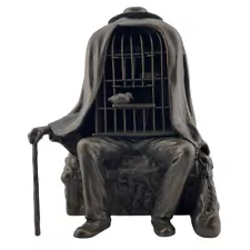 Magritte Healer Therapeute Man Birdcage Body Seated on Rock Surrealism Statue
