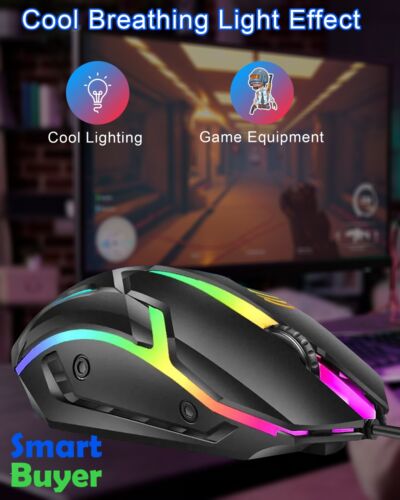 2PCS RGB LED Gaming Mouse Optical USB Wired for Desktop PC Laptop 1000 DPI UK - Picture 6 of 7