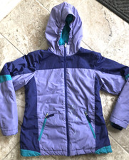 Kids Stormer Coat Lands End Purple/Teal Nylon Squall Girls SZ 14 Large Hooded