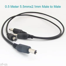 50x 50cm DC Power Supply 5.5mmx2.1mm 2.1mm Male to Male Straight Extension Cable