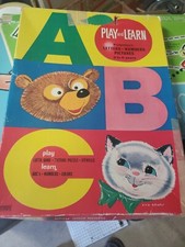 Vintage Play and Learn Numbers, Alphabet and Colors Large Cardboard Puzzles