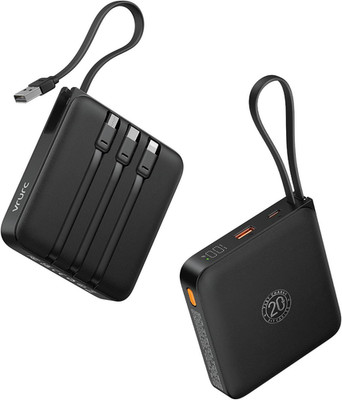 VRURC Tragbare Powerbank Integrierte Kabel, 20000mAh 22,5W Schnellladung Schwarz 
