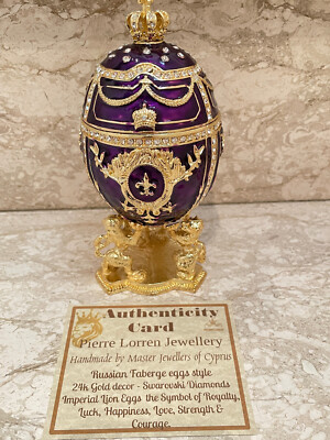 Designer Fabergé egg jewelry box Faberge egg 24k Gold Fabergé