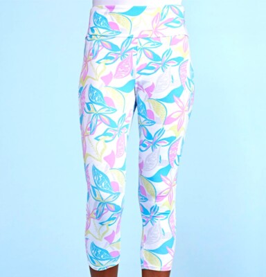 FRESH PRODUCE Small WHITE BEACHSIDE BLOOMS Oceanside Capri Leggings New $49 S