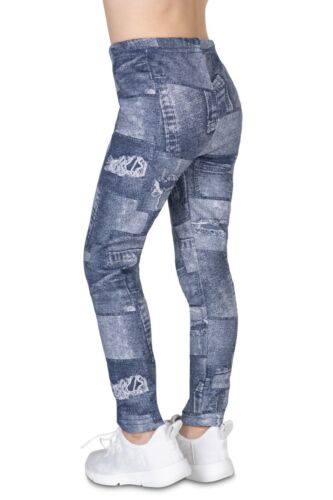 Girl's Denim Look Warm Thick Leggings Jeans Imitation Soft Child Pants FR1043 - Picture 8 of 13