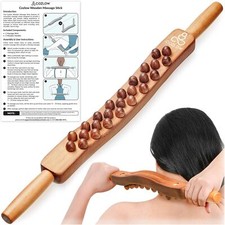 Guasha Wood Massage Stick w/25 Beads Body Sculpting Fascia Lymphatic Tool Relief