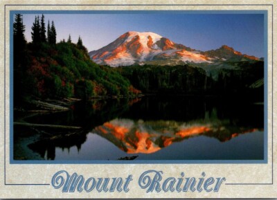 Mount Rainier National Park Washington Bench Lake Snow Capped c2000 Postcard