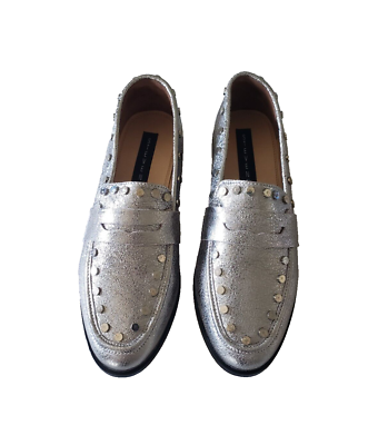 Steven by Steve Madden Ample Silver Crackle Metallic Penny 