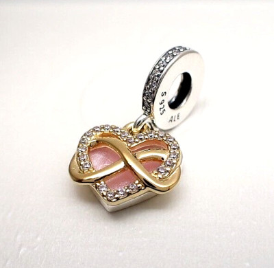 Authentic Pandora #768878C01 Sparkling Infinity Heart Double
