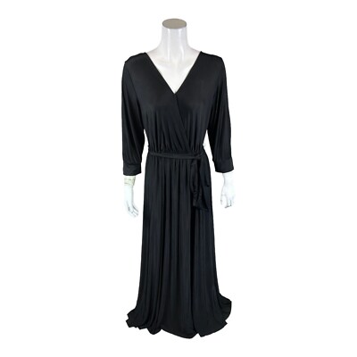 Laurie Felt Wrap Front Maxi Dress, Size Large, Black Laurie Felt Wrap Front Maxi Dress, Size Large, Black