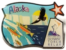 Olympics 2002 Salt Lake City Olympic Torch Relay Alaska Lapel Pin