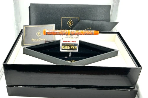 Conway Stewart Chatsworth HENRY SIMPOLE STERLING SILVER ORANGE Fountain Pen 3/4