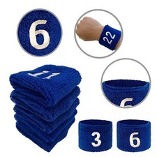 Couver Unisex Athletic with Number Embroidery Sweat Wristband, Blue, One Piece