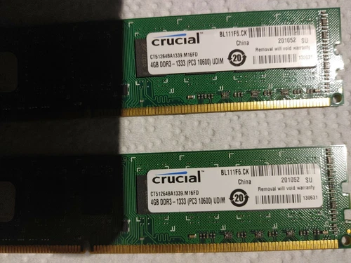 Crucial 8GB DDR3 Desktop RAM 1333MHz 240-Pin UDIMM PC3-10600 1.5V Memory CL9 LOT - Picture 2 of 6