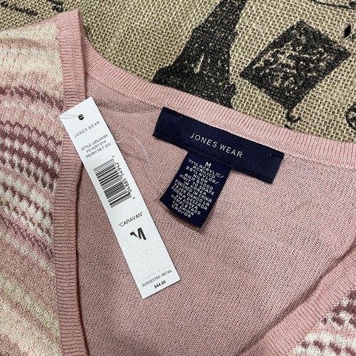 Jones Wear NWT! Caravan Peony Striped Wrap V-Neck Stretch Sweater sz M - 第 10/12 張圖片