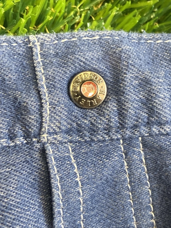 哈雷戴维森女宝宝裤子 3T 学步儿童蓝色裤子摩托车骑手二手穿 — 第 4/4 张图片