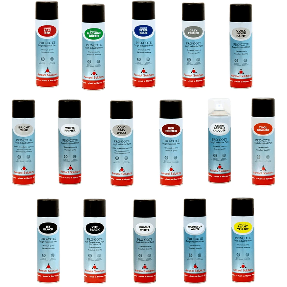 T.O.P. Aerosol Solutions Pro-Cote Industrial Spray Paint Top Coats / Primers 500ml