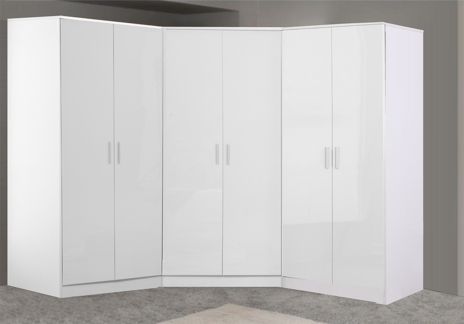 REFLECT Wardrobe Bundle: 2 Door Corner & 2x 2 Door Plain - White/White