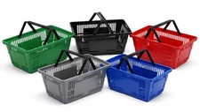 28L Retail Shopping Basket Heavy Duty Foldable Handles Stackable
