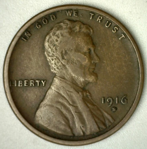 1916 S Lincoln Wheat Cent Coin VF 1c US Penny Very Fine Circulated