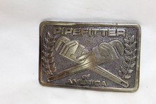 Vintage 1977 Pipe Fitter Of America Brass Belt Buckle Exclusive Edition Retro