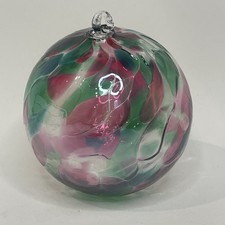Zorza Handmade Mouthblown 3" Glass Ball Ornament Poland Red And Green New In Box
