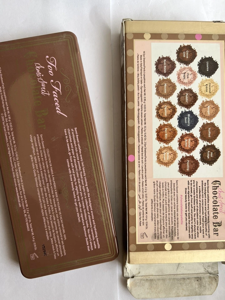 Too Faced Semi Sweet Chocolate Bar Eye Shadow Palette Natural Cocoa NIB (badbox) - Image 3 of 4