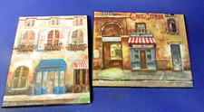 Set of 2 Wooden Wall Plaques Storefronts Fren...