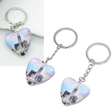 2PCS Heart Shaped Keychains Acrylic Frame Double Sided Picture Keyring