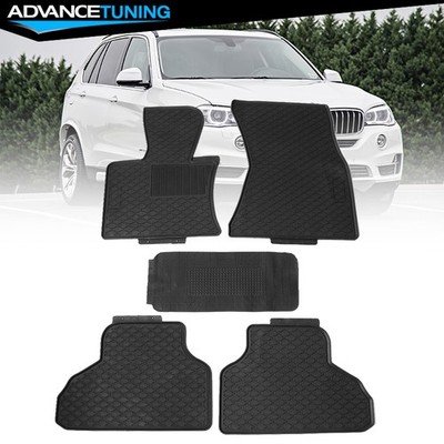 14-18 F15 X5 Heavy Duty Black Latex Floor Mat Front&Rear Full Set 5PC FOR: (BMW)