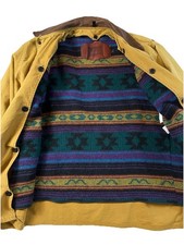 VTG Woolrich Chore Barn Coat Med/L Aztec Wool Blanket-Lined Leather Collar Snap