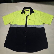 Men's Hi Vis Yellow Reflective Safety Uniform Shirt Jonsson-Short Sleeve- XL