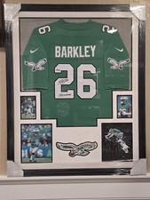 Saquon Barkley Autographed Framed Jersey Suede Matte W/ Inscription Beckett Coa 