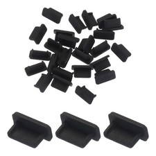 25pcs USB Type C Port Plugs Covers Caps Silicone Anti Dust Protector Black