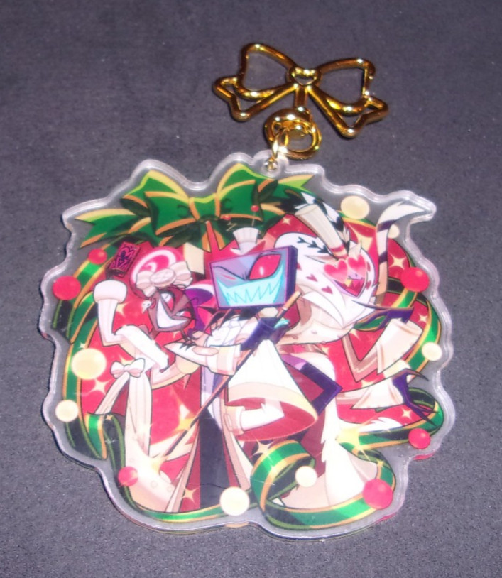 Vivziepop Hazbin Hotel 2025 Holiday Acrylic Keychain Vox Velvette Valentino thumbnail 2