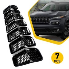For 2014-2018 Jeep Cherokee Front Grill Inserts Honeycomb Mesh Cover Chrome 7pcs