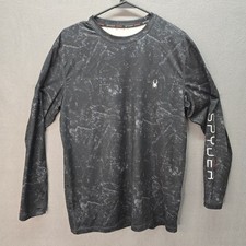Spyder Men's Small Rash Guard Long Sleeve Swim Shirt UPF 50 Black Marble EUC