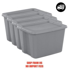 4 pack Sterilite 18 Gallon Large Storage Bin, Plastic Storage Container with S