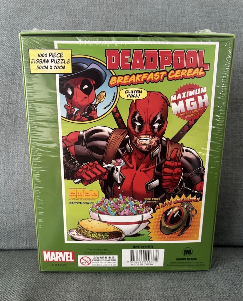 NUEVO Rompecabezas Deadpool Desayuno Cereal 1000 Piezas Mutante Marvel Foto 3 de 4