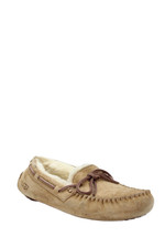 Ugg Womens Suede Bow Accent Slip On Shearling Lined Slippers Beige Size 7